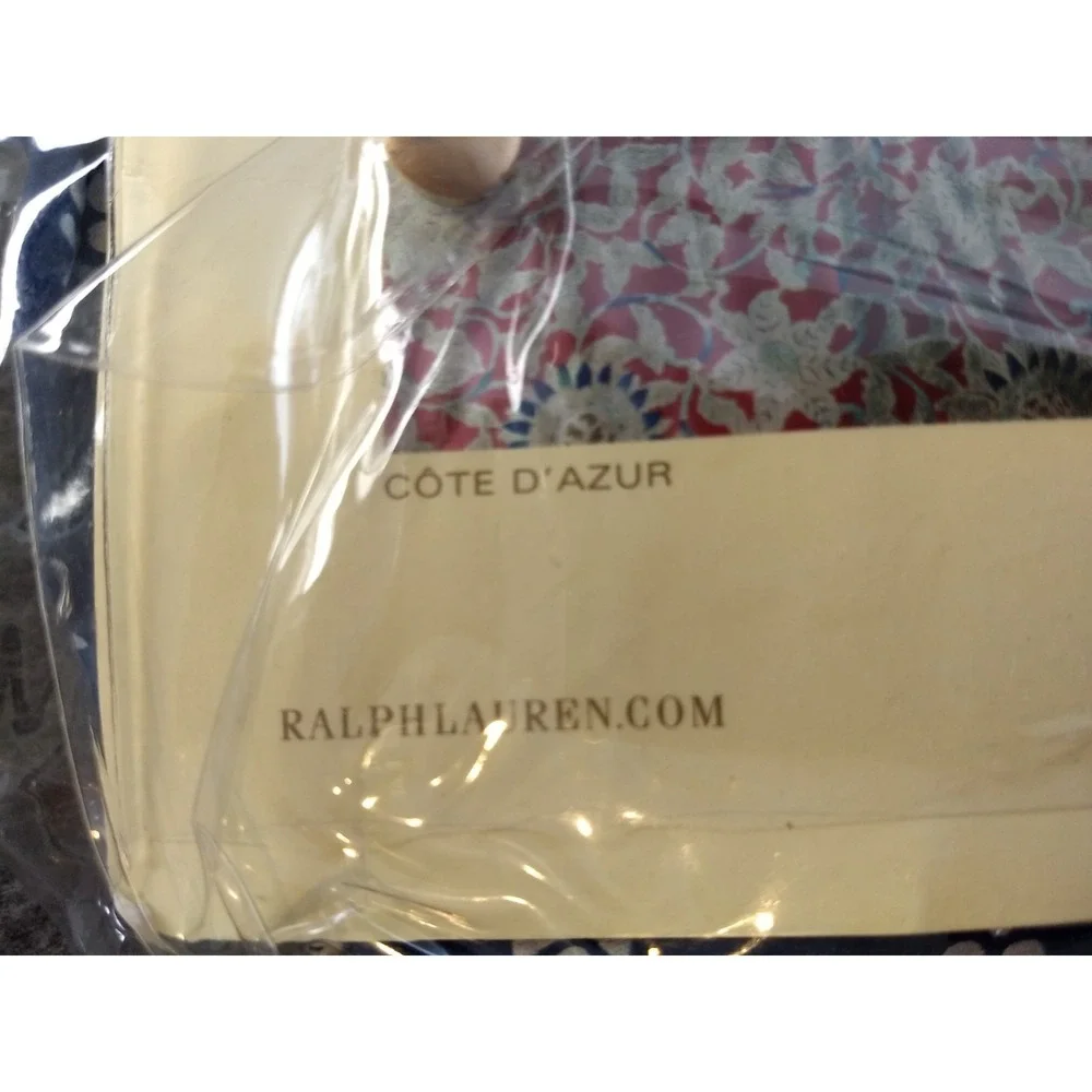 Ralph Lauren Cote‎ D'Azur Twin Bedskirt Indigo Blue Floral 100% Cotton USA NEW